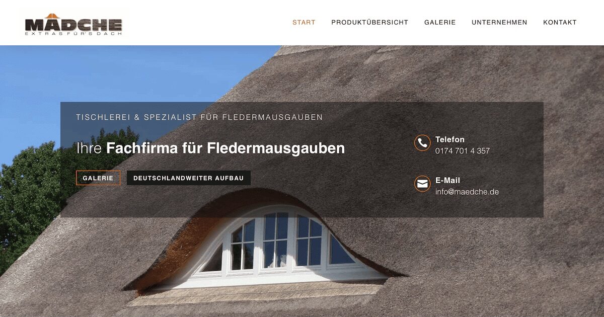 Webseite eines Handwerksbetriebs